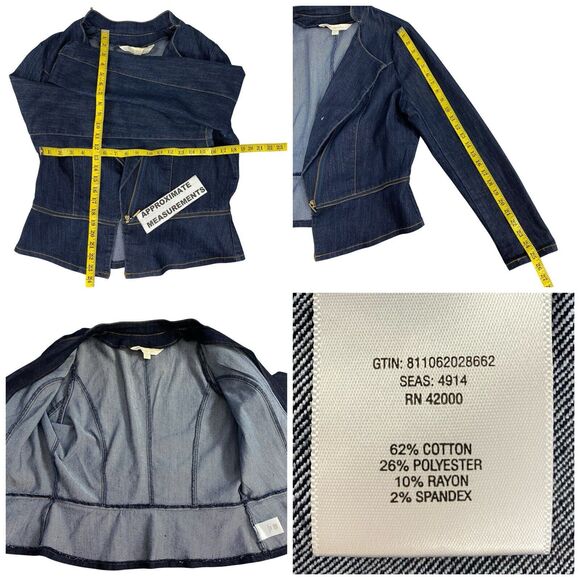 Nicki Minaj Blazer Womens 2X Denim Peplum Zip Up Jacket Work Office Casual - Picture 10 of 13